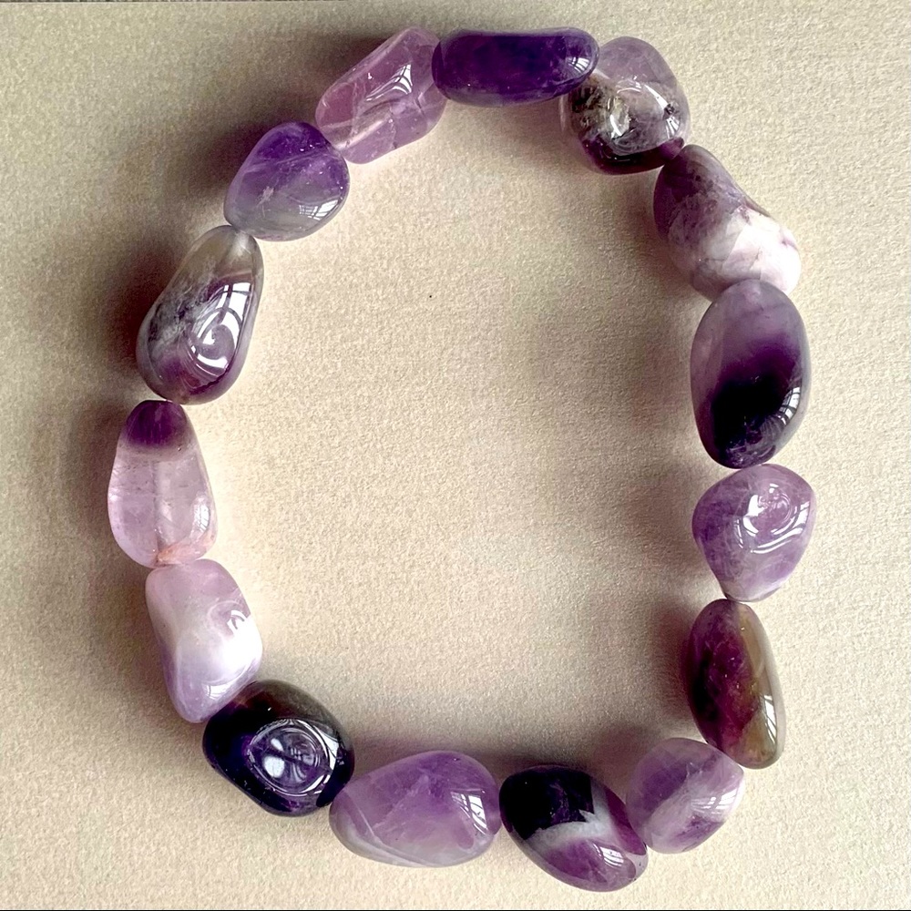 Amethyst Tumbled Stone Stretch Bracelet